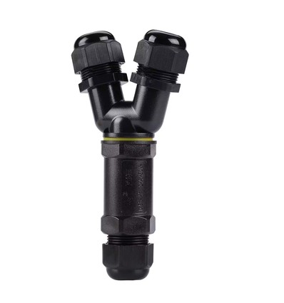 Sort Y-koblingsboks, 5-leder - IP68 vanntett, for skjøting av ledninger, Ø8-12mm kabel