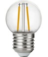 E27 1,5W LED kronepære - G45, filament, knusesikker, klar plast, 2700K