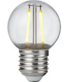E27 1,5W LED kronepære - G45, filament, knusesikker, klar plast, 2700K