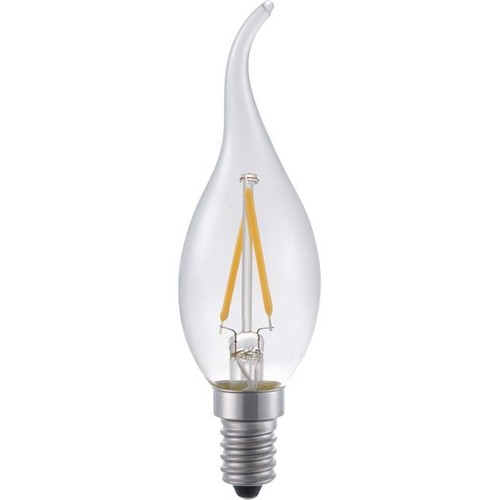 E14 1,5W dimbar LED kronepære med tipp - C35, 140lm, 2500K, klart glass, filament
