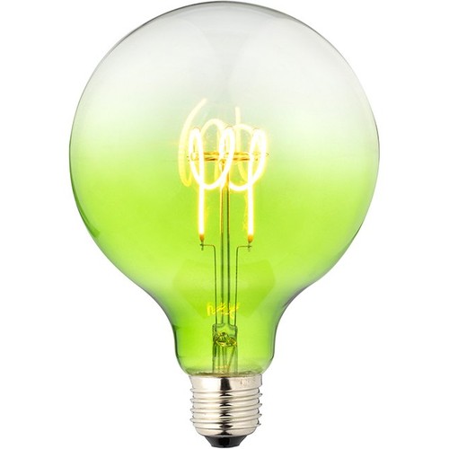 E27 4W dimbar LED filamentpære - G125, Flex Globe, Grønn, 140lm