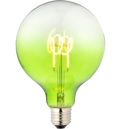 E27 4W dimbar LED filamentpære - G125, Flex Globe, Grønn, 140lm