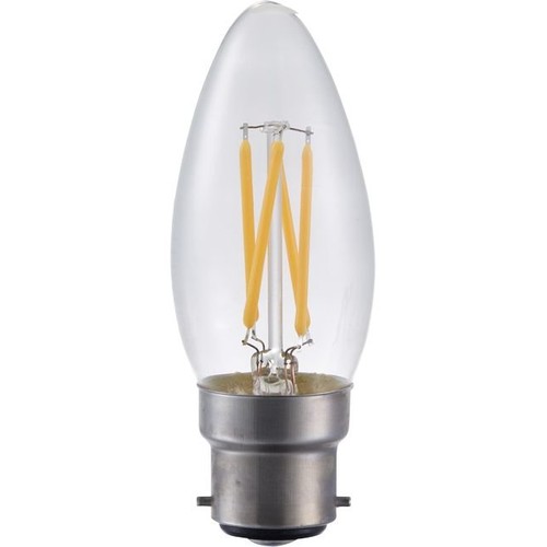 B22d 4W LED kronepære dimbar - C35, filament, klart glass, 2500K