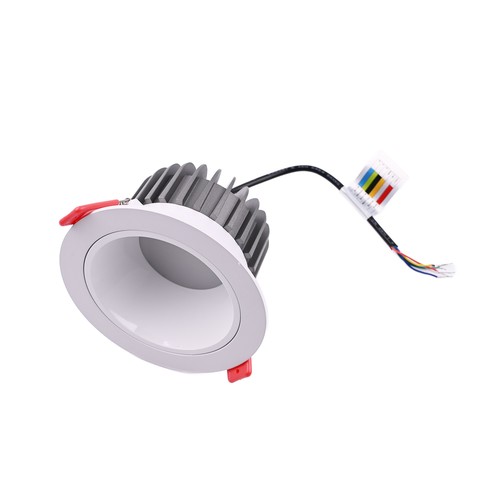 13W Ø11,4cm innfellingsspot RGB+CCT RA93 - 24V DC, Hull: Ø9,5 cm, Mål: Ø11,4 cm, Hvit kant
