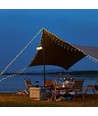 Campinglampe m. 10 meter lyskjede - oppladbar, IP64, hvit