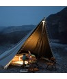 Campinglampe m. 10 meter lyskjede - oppladbar, IP64, hvit