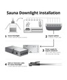 Sauna downlight sort - 24V DC, RA93, 1,1W, 3m ledning, Hull: Ø3 cm, Mål: Ø3,5 cm