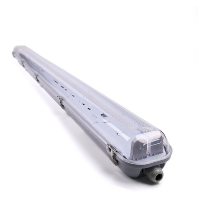 IP65 T8 LED armatur - Til 2x 120 cm LED rør, IP65 vanntett, Gjennomtrådet
