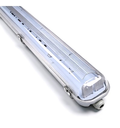 IP65 T8 LED armatur - Til 2x 120 cm LED rør, IP65 vanntett, Gjennomtrådet