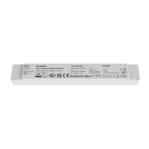 150W / 24V DC dimbar strømforsyning - 6.25A, IP20, DALI2 + push dim, flicker free