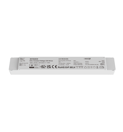 150W / 24V DC dimbar strømforsyning - 6.25A, IP20, DALI2 + push dim, flicker free