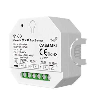 LEDlife rWave innbyggingsdimmer - Casambi, RF, push-dim, LED-dimmer, for innbygging
