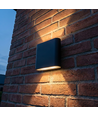 8W DuoLume vegglampe - Kvadrat, IP65, sort, opp/ned, inne/ute, inkl. lyskilde