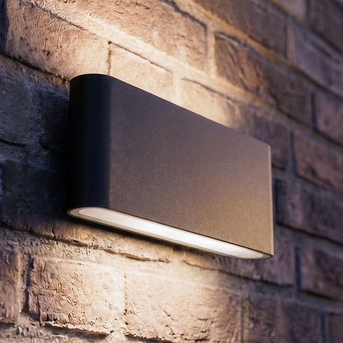 12W DuoLume vegglampe - IP65, sort, opp/ned, inne / ute, inkl. lyskilde