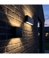 12W DuoLume vegglampe - Rektangel, IP65, sort, opp/ned, inne/ute, inkl. lyskilde