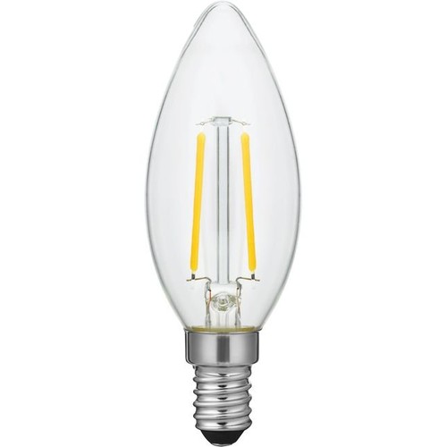 E14 2W dimbar LED-kronepære - C35, filament, klart glass, 2500K