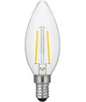 E14 2W dimbar LED-kronepære - C35, filament, klart glass, 2500K