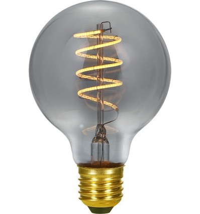 E27 4W dimbar LED filamentpære - G80, Flex Globe, 2200K, røykfarget glass