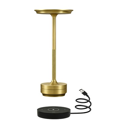 Oppladbar LED-bordlampe med trådløs lading - Gull, touch-dimbar, CCT, IP54