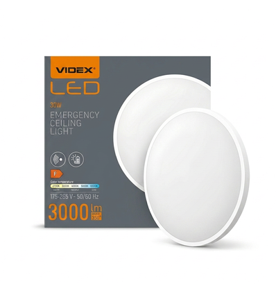 30W LED sensorlampe med nødlys – justerbar watt/CCT, IP44, innebygd batteri