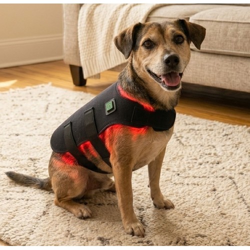 Lysterapi-vest til hund eller katt - Infrarød, 10W, med batteri, 52 x 30 cm