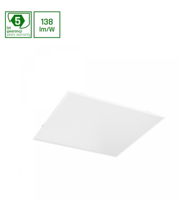 60x60 ALGINE LED-panel, 40W - Bakbelyst, IP44, 4000K, DALI, hvit kant