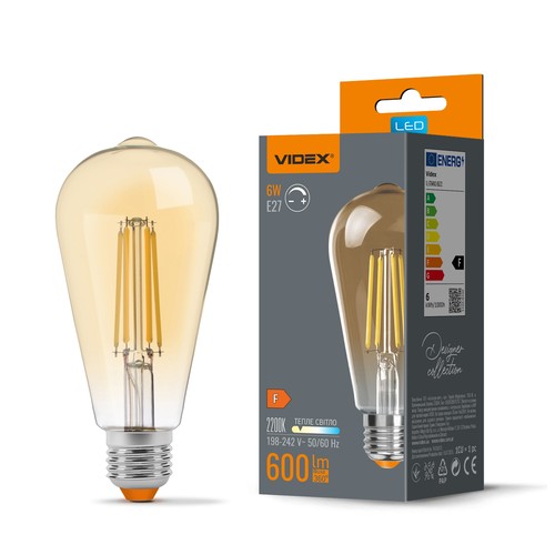 E27 6W dimbar LED filamentpære - ST64, ekstra varm hvit, bronse glass