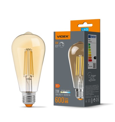 E27 6W dimbar LED filamentpære - ST64, ekstra varm hvit, bronse glass