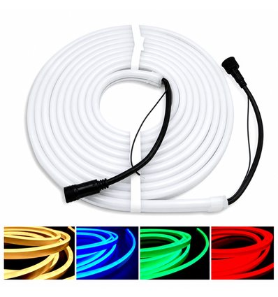 10m RGB+WW Neon Flex LED-strip - 24V, 16W/m, IP65, 3000K varmhvit