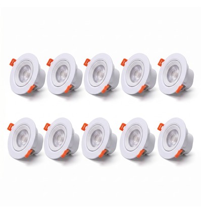 10 stk. 7W Ø8,8cm LED innfellingsspot - Hull: Ø6,8 cm, CCT - 3 lysfarger