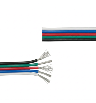 20m RGBW Kabel - 5x0,35mm², 12V-24V, til LED-strip