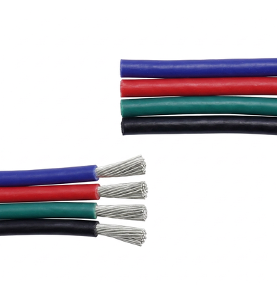 10m 1,2mm² RGB kabel - 4-leder (16AWG), 12-24V til LED-strip