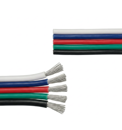 20m 1,2mm² RGBW kabel - 5-leder (16AWG), 12V-24V til LED-strip