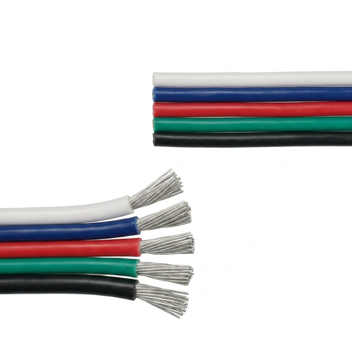 100m 1,2mm² RGBW kabel - 5-leder (16AWG), 12V-24V til LED-strip