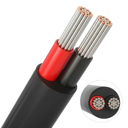 20m Kabel rød/svart, svart rund - 2x0,35mm², 12V-24V, til LED-strip