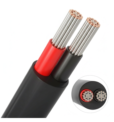 20m Kabel rød/svart, svart rund - 2x0,35mm², 12V-24V, til LED-strip
