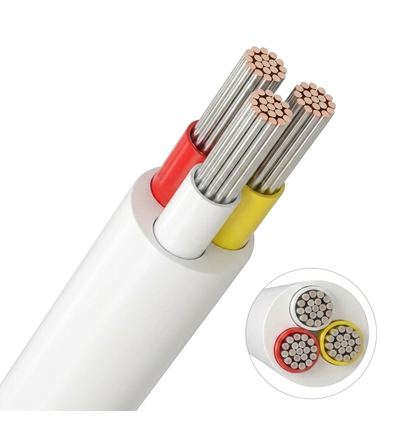 20m CCT-kabel, hvit rund - 3x0,35mm², 12V-24V til LED-strip