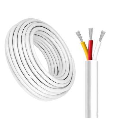 100m CCT-kabel, hvit rund - 3x0,35mm², 12V-24V til LED-strip