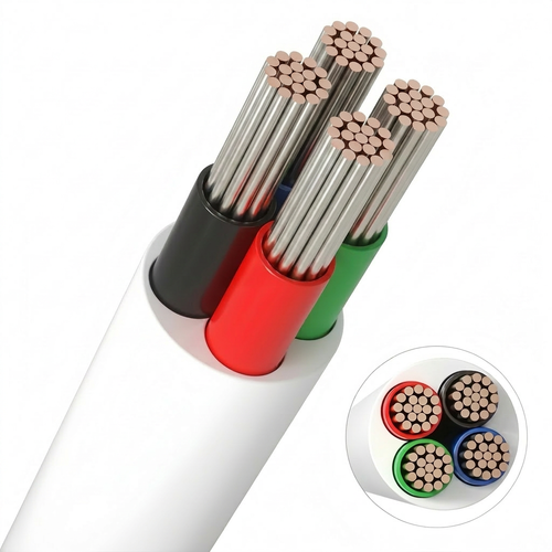 20m RGB-kabel, hvit rund - 4x0,35mm², 12V-24V til LED-strip