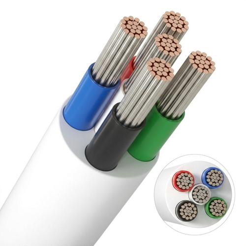 5m RGBW-kabel, hvit rund - 5x0,35mm², 12V-24V til LED-strip