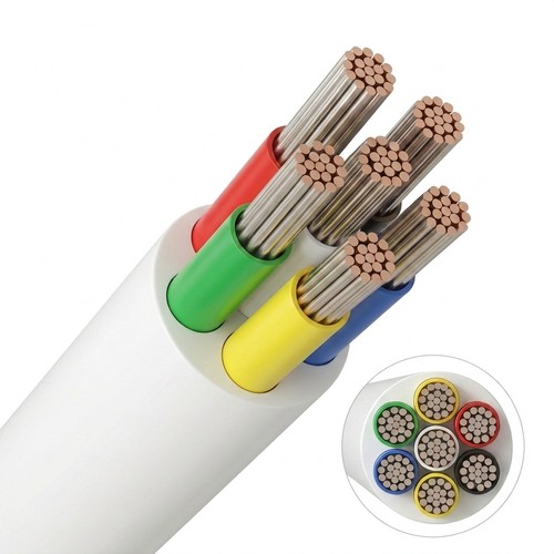 10m RGB+CCT kabel, hvit rund - 6x0,35mm², 12V-24V til LED-strip