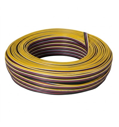 100m 1,2mm² RGBCCT kabel - 6-leder (16AWG), 12V-24V til LED-strip