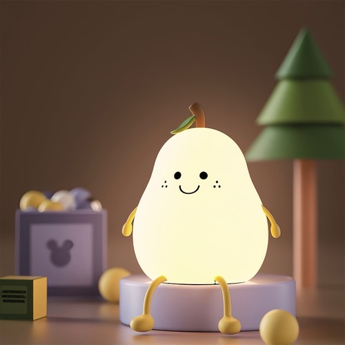 MOCHI Pære Nattlampe til Barn - Silikon, fargeskift + varmhvit