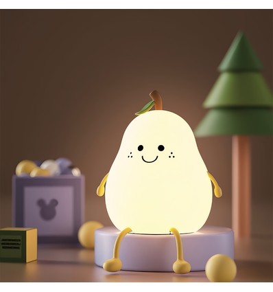 MOCHI Pære Nattlampe til Barn - Silikon, fargeskift + varmhvit
