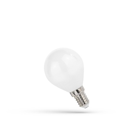 E14 6W LED kronepære - P45, filament, frostet glass