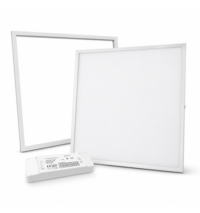 60x60 Troldtekt panel + ramme med fjærer - Høyde: 12,5mm, komplett sett med dimbar driver, 36W