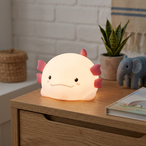 MOCHI Axolotl nattlampe - Silikon, fargeskift + varmhvit, touch dimbar, IP20 innendørs