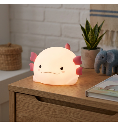 MOCHI Axolotl nattlampe i myk silikon - oppladbar, fargeskift + varmhvit