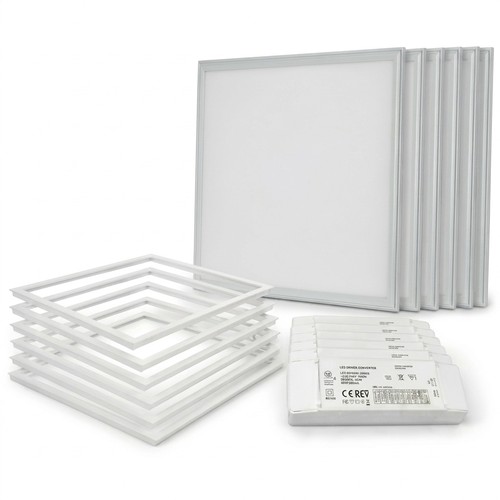 6 stk. Troldtekt panel + ramme - 60x60, dimbar driver