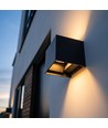 6W dimbar CUBIC PRO vegglampe - IP65, sort, viderekobling, justerbar, firkantet, opp/ned, inne / ute, inkl. lyskilde